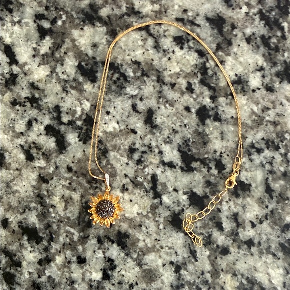 Ross-Simons Gold and Brown Sunflower Necklace - Picture 1 of 1